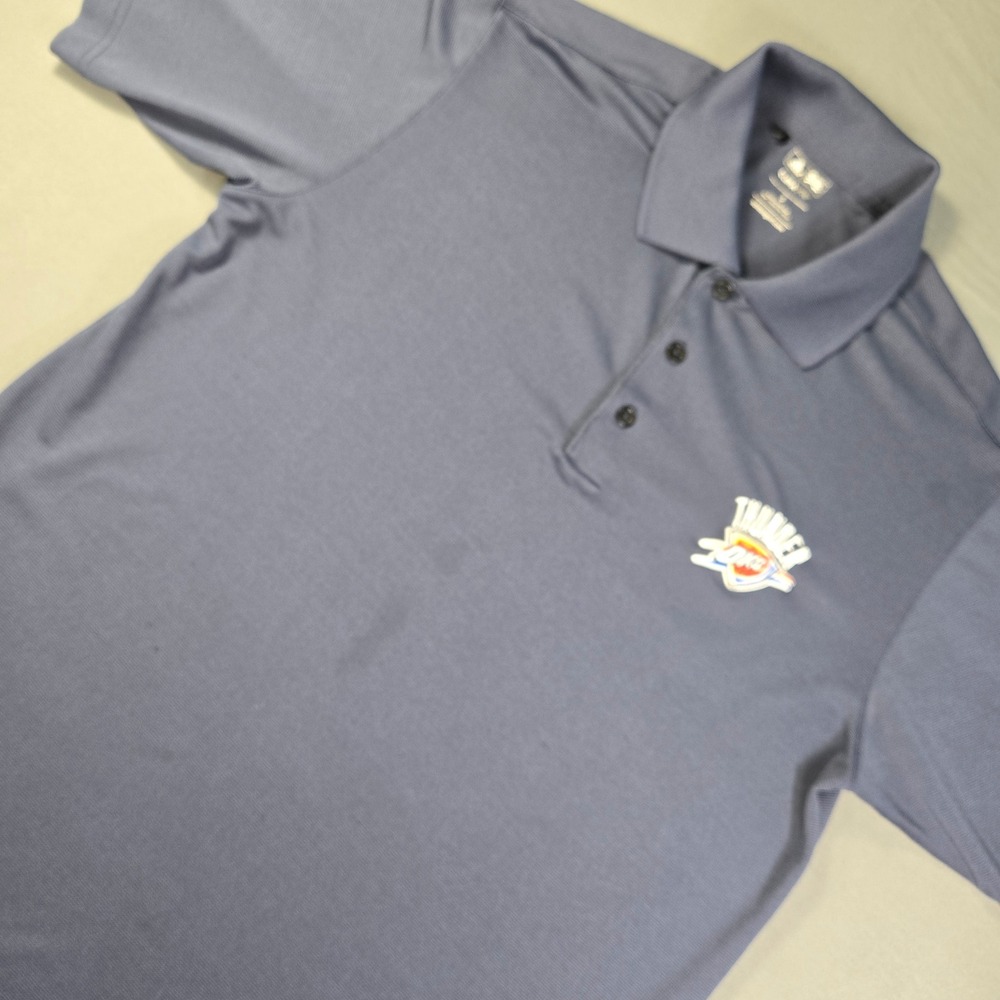 Adidas OKC Thunder Navy Blue Climalite Polo Shirt Mens Small NBA Basketball - Picture 3 of 8